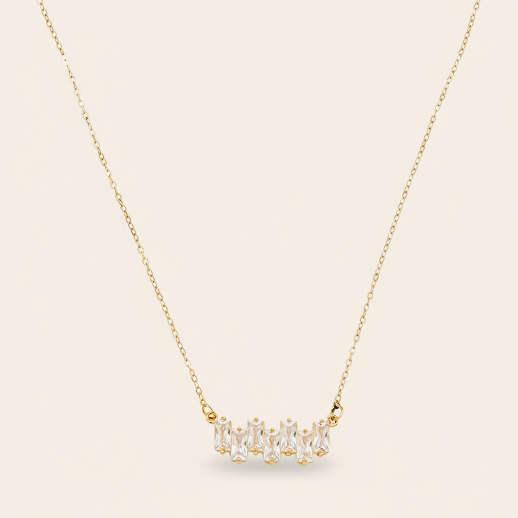 "Taliluna" Up And Down Diamonds Edelstahl Halskette