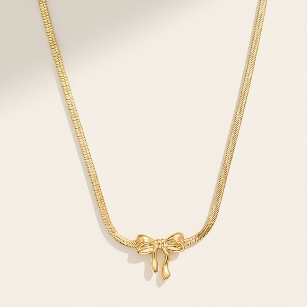 "Melielisora" Bowtie In Snake Chain Edelstahl Halskette