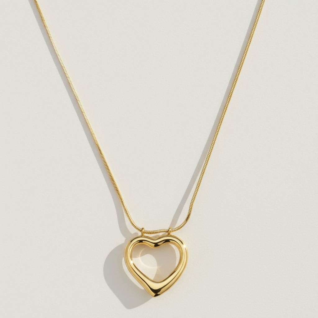 "Aleaelisara" Hollow Romantic Heart Edelstahl Halskette