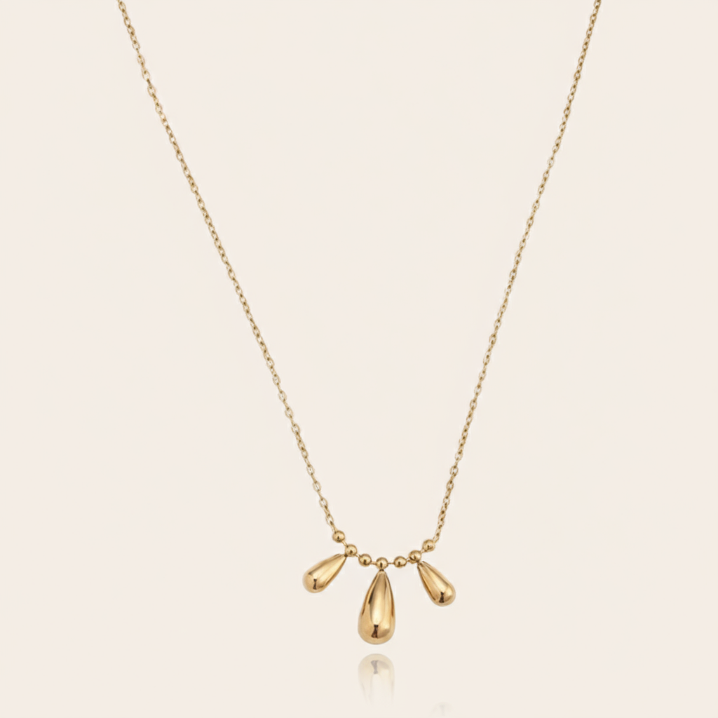 "Celianaraora" Three Drops In Thin Chain Edelstahl Halskette