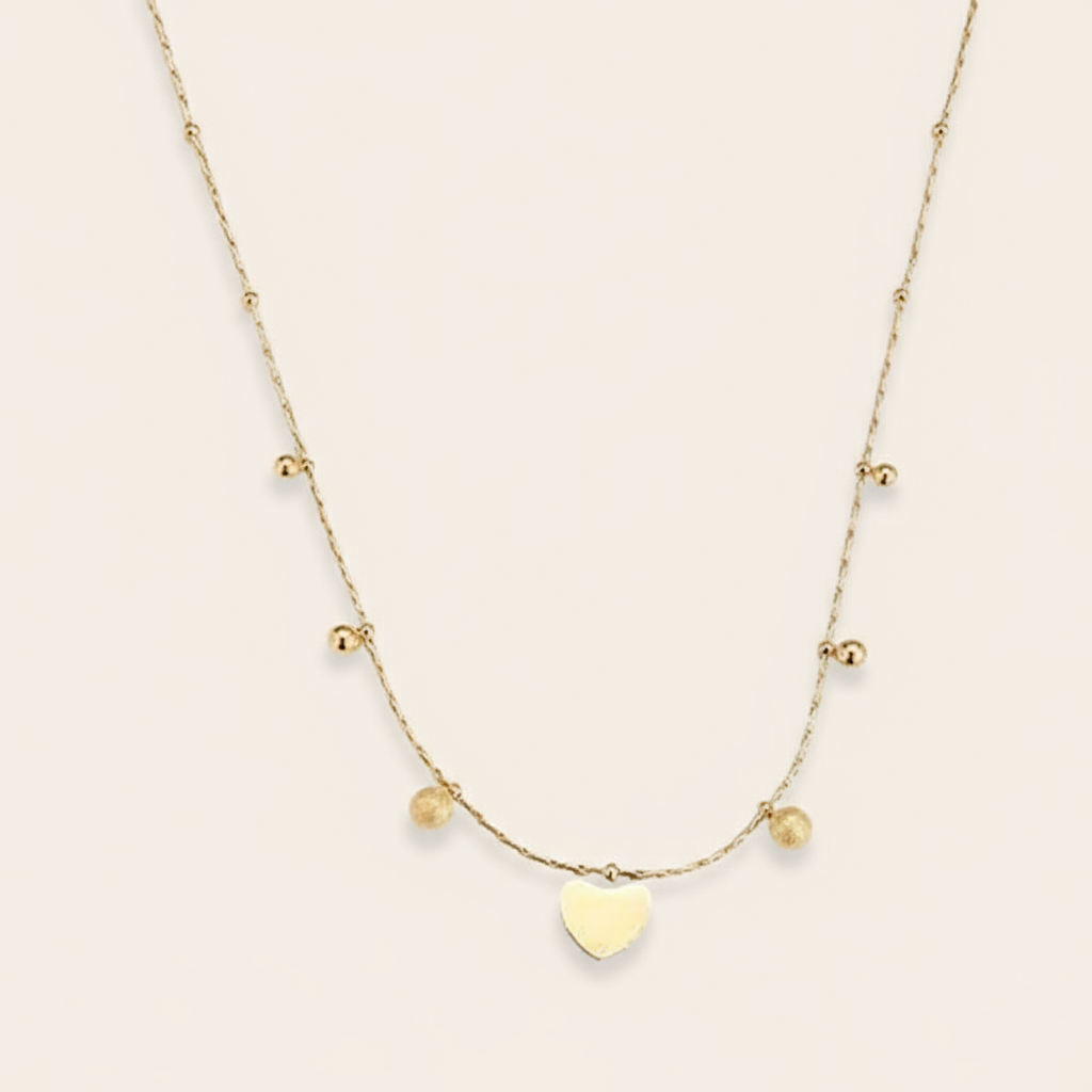 "Alearaora" Heart And Dots Edelstahl Halskette