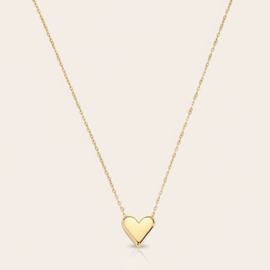 "Auriavelyne" Simple Heart In Thin Chain Edelstahl Halskette