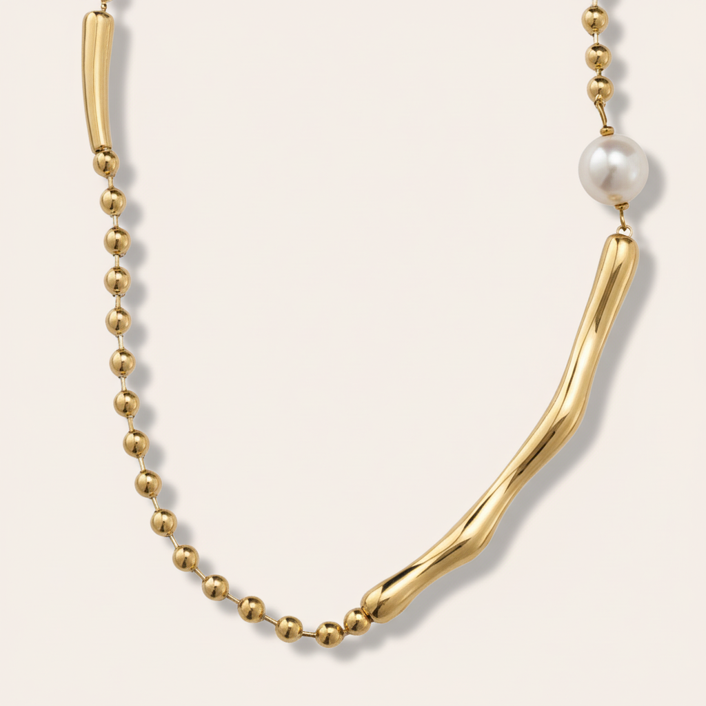 "Eylarara" Multi Chain With Pearl Edelstahl Halskette