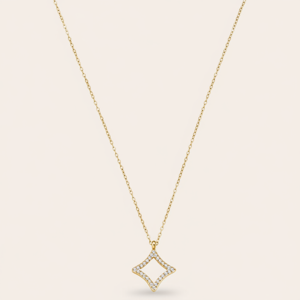 "Norarayne" Diamond Rhombus Edelstahl Halskette
