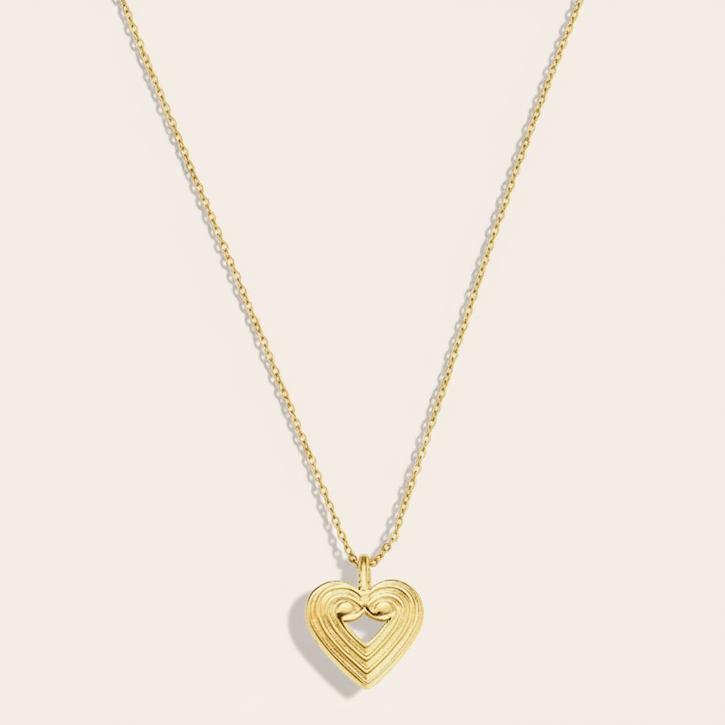"Avinarayne" Striped Heart Edelstahl Halskette