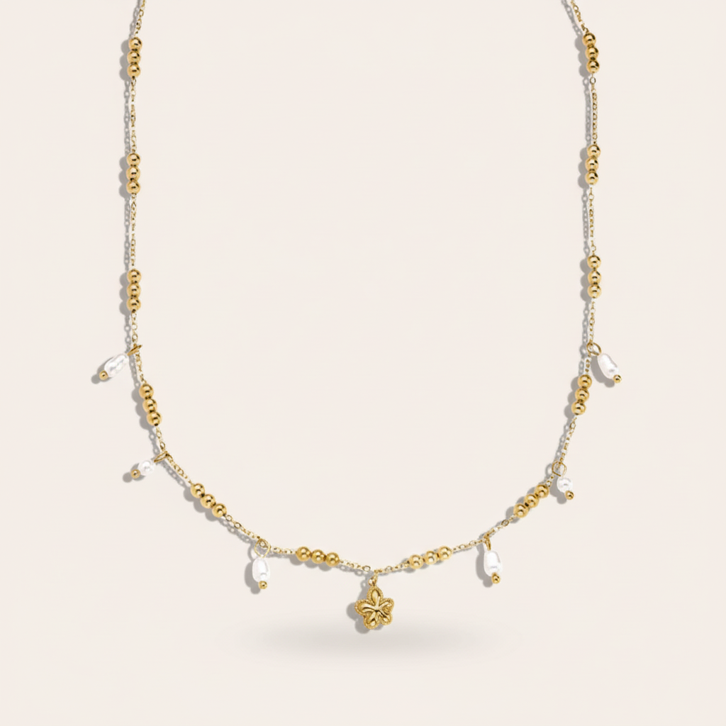 "Celiayneara" Pearl Flower Fun Edelstahl Halskette