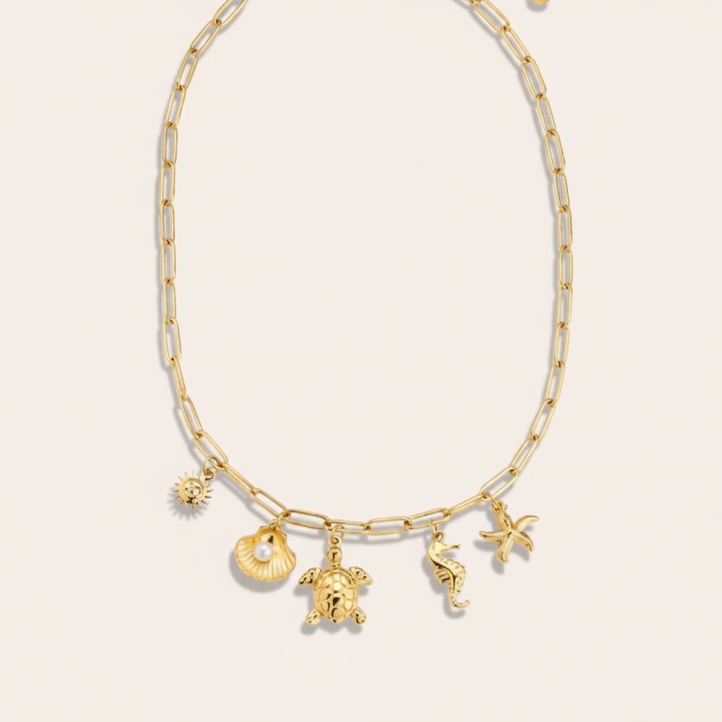 "Amiaessae" Ocean Love Pearl Edelstahl Halskette