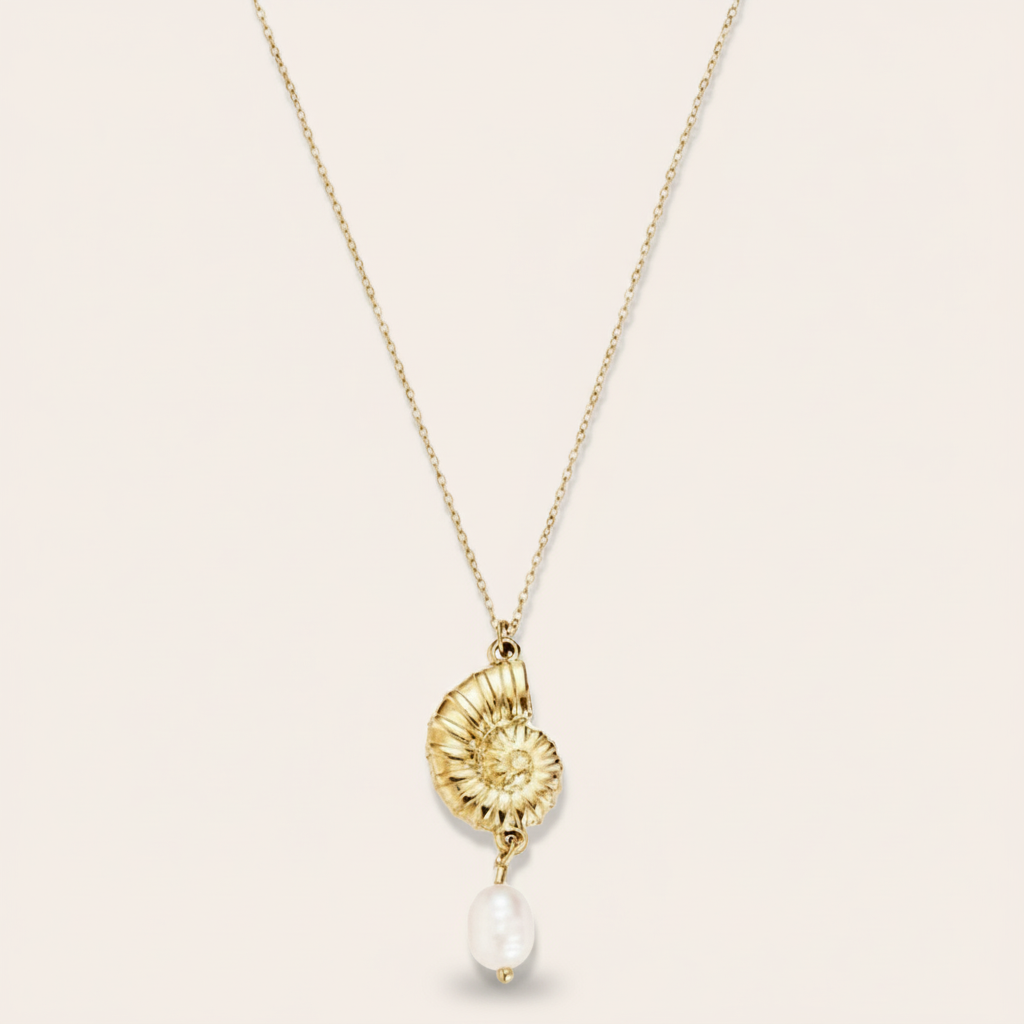 "Zaravele" Snail With Pearl Edelstahl Halskette