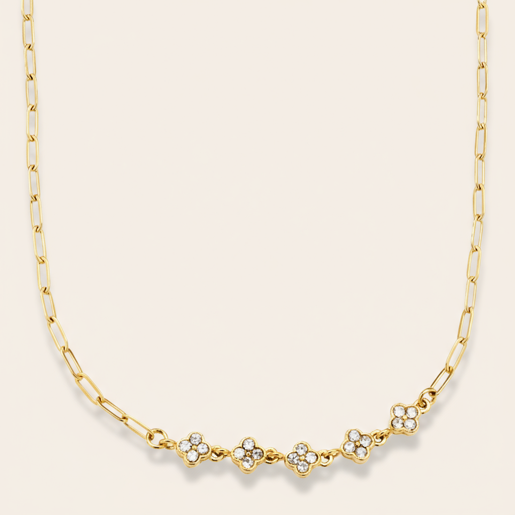 "Auriaionaya" Three Diamond Flowers Edelstahl Halskette