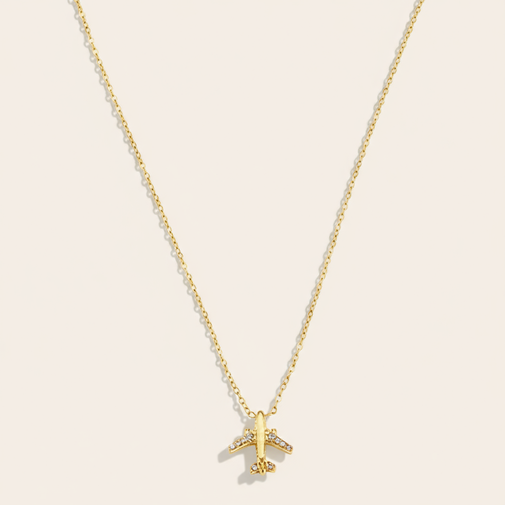 "Lirayne" Diamond Airplane Edelstahl Halskette