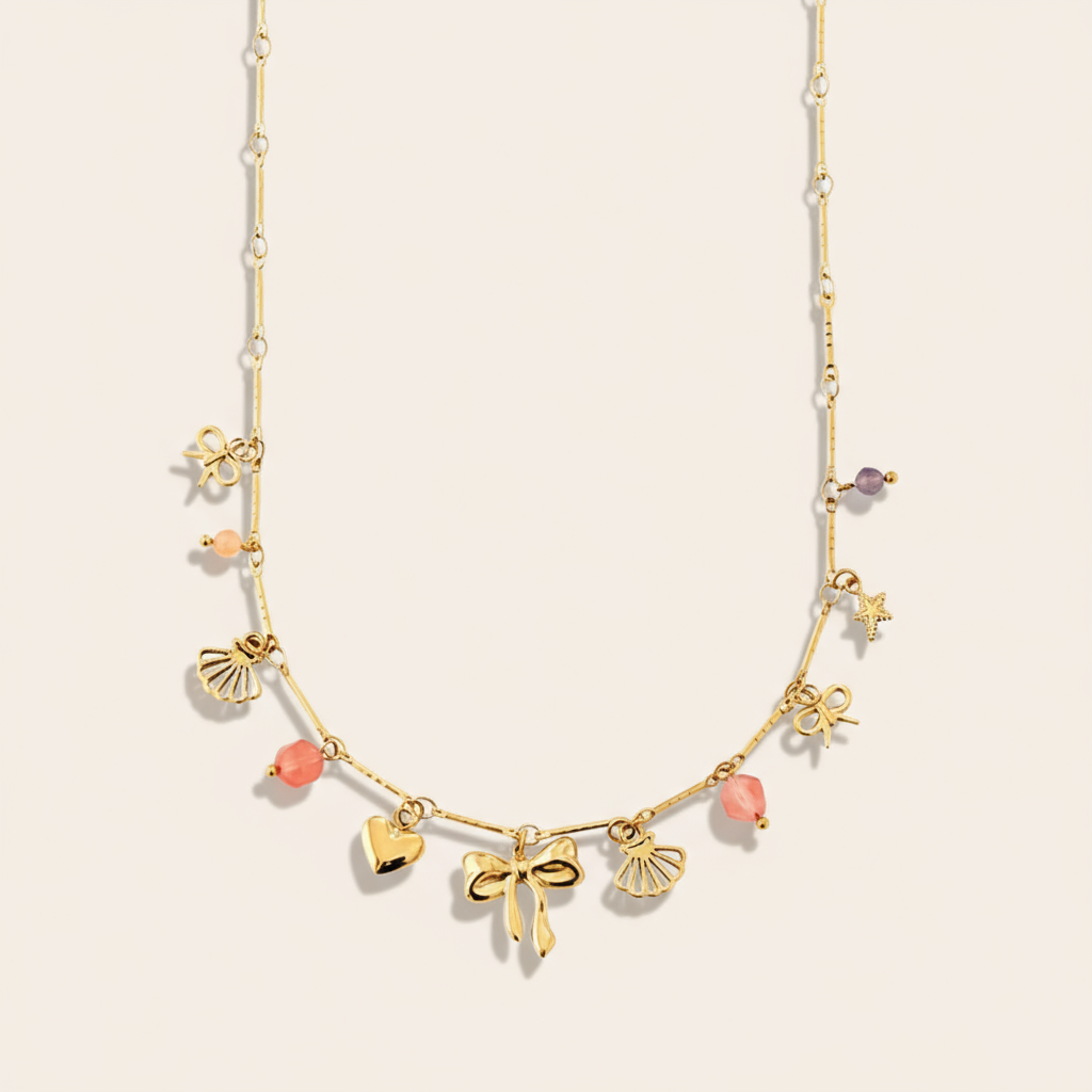 "Aleaelleaya" Many Sweet Charms Edelstahl Halskette