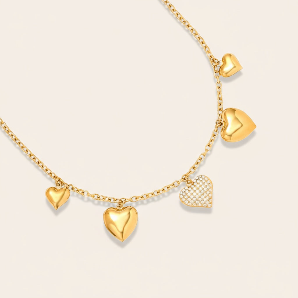 "Viviyaelle" Many Great Hearts Edelstahl Halskette