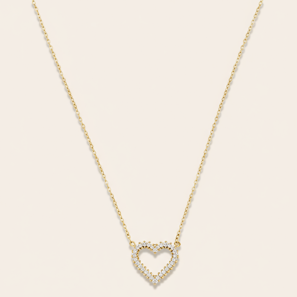 "Avialeiyne" Diamond Nice Heart Edelstahl Halskette