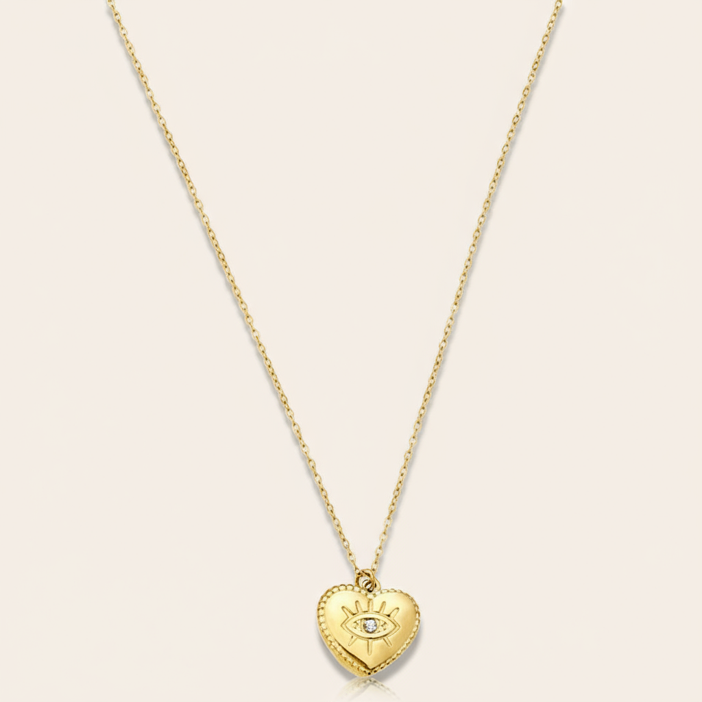 "Ilalenora" Eye Heart Diamond Edelstahl Halskette
