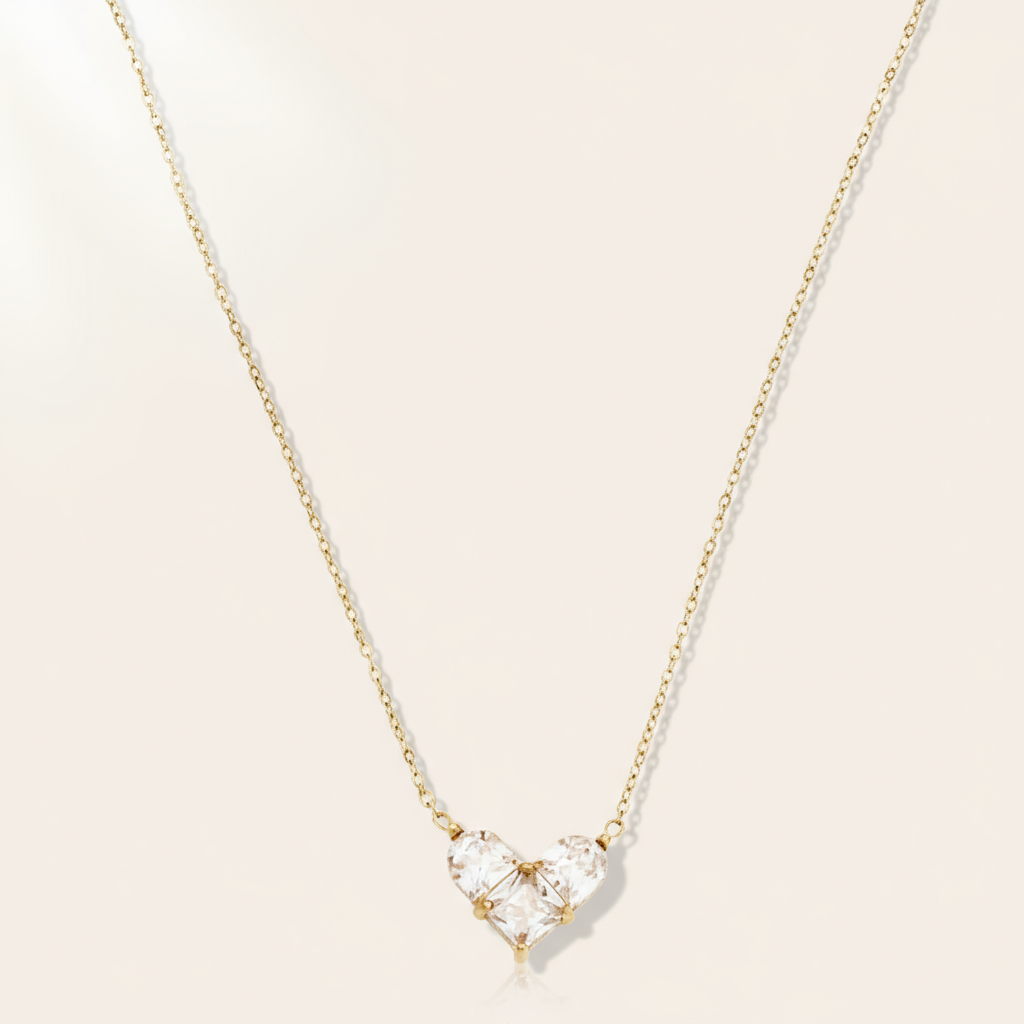 "Virarayne" Nice Diamond Heart Edelstahl Halskette