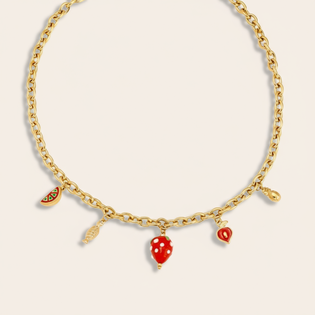 "Siranoraya" Strawberry Heart Edelstahl Halskette