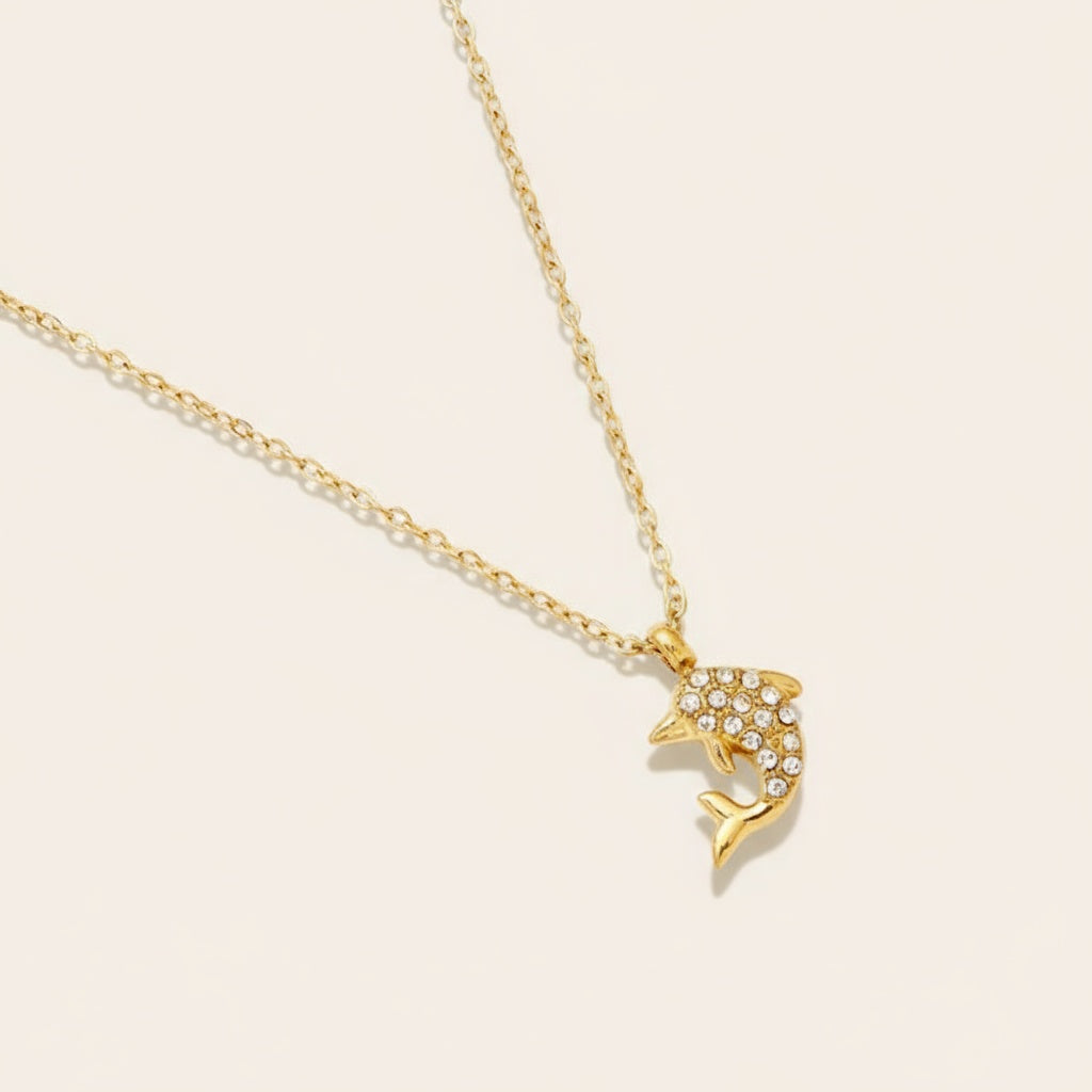 "Noraveline" Diamond Dolphin Edelstahl Halskette