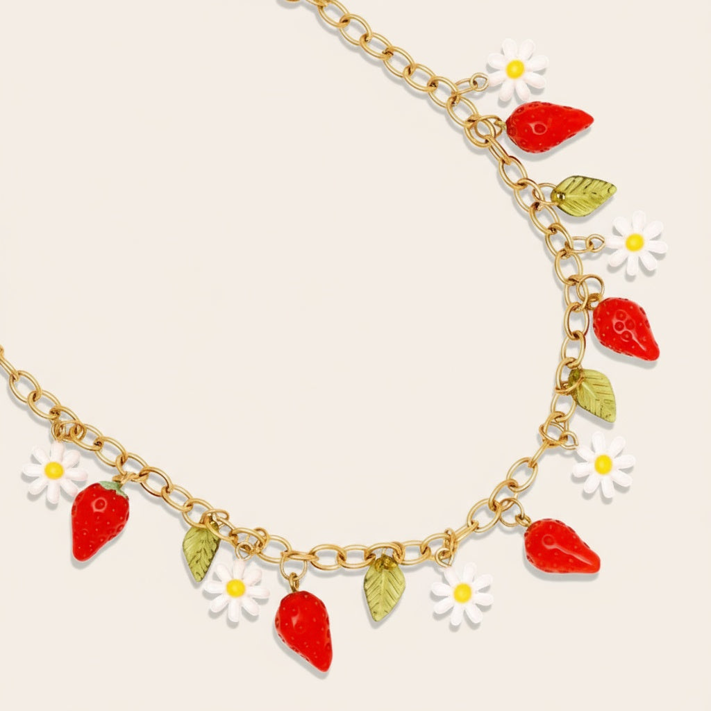 "Nayaessayne" Strawberry Fun Edelstahl Halskette
