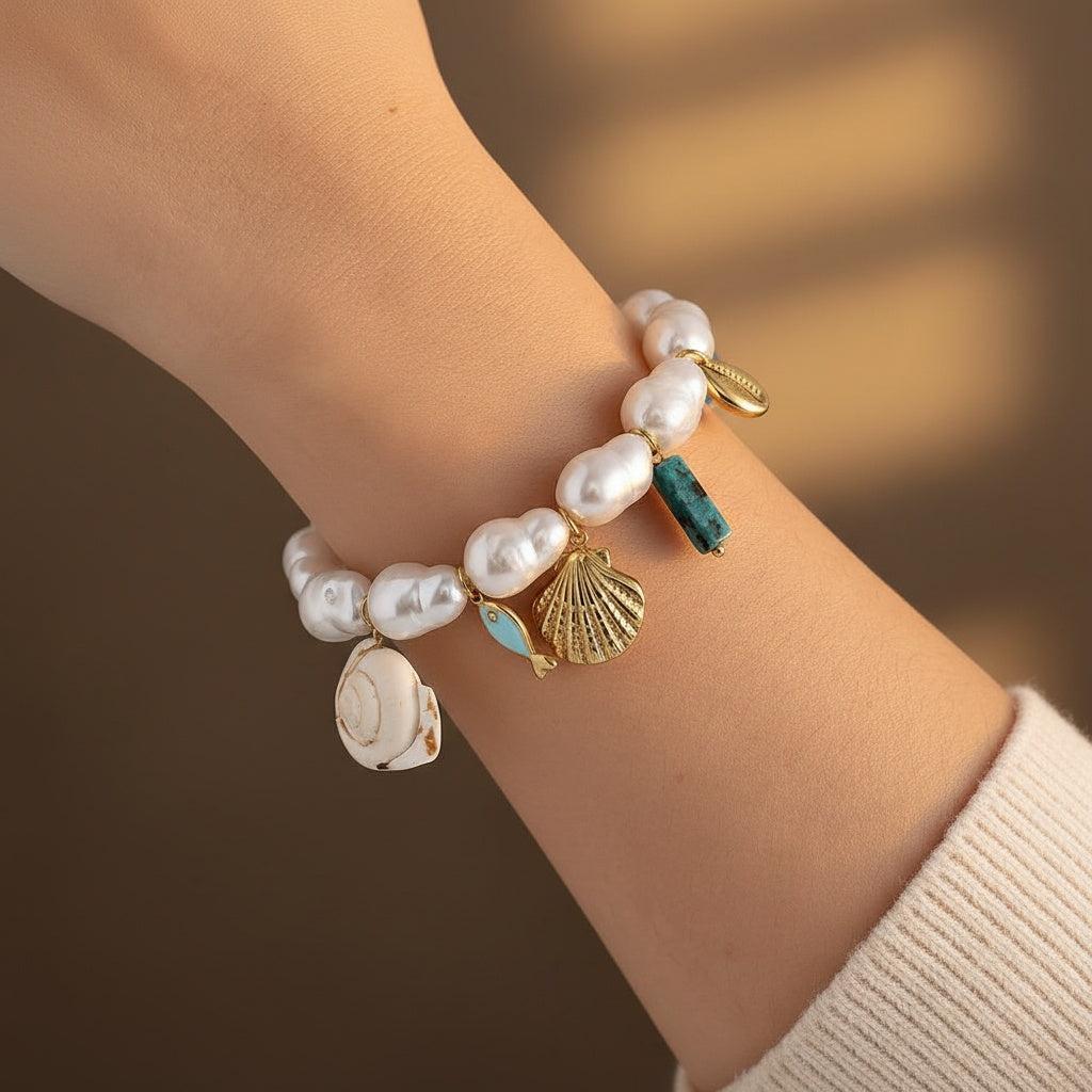 „Elanellaa“ Fish Agate Pearl Armband