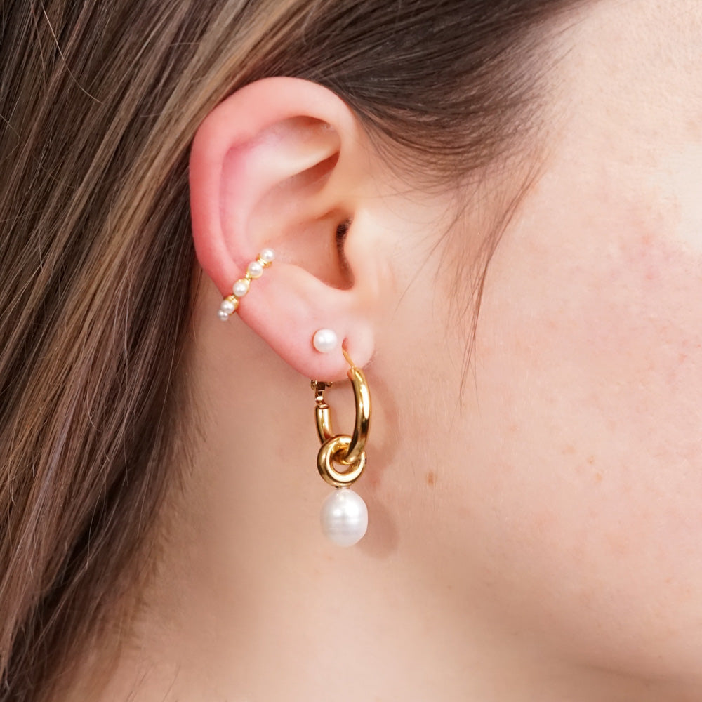 4mm Simple Fresh Water Pearl Edelstahl Ohrringe
