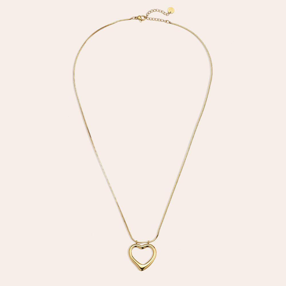 "Aleaelisara" Hollow Romantic Heart Edelstahl Halskette-Goldharmonie