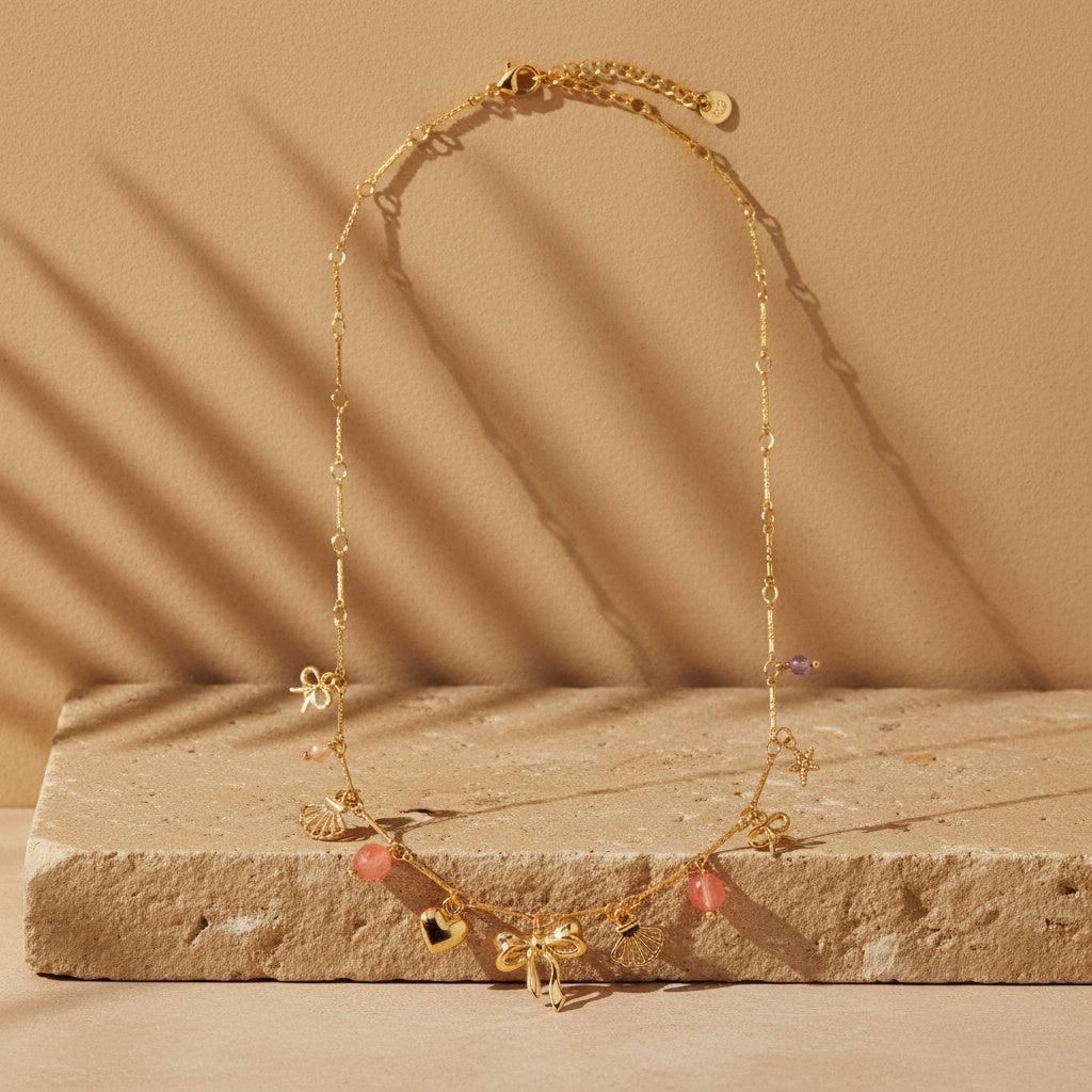 "Aleaelleaya" Many Sweet Charms Edelstahl Halskette