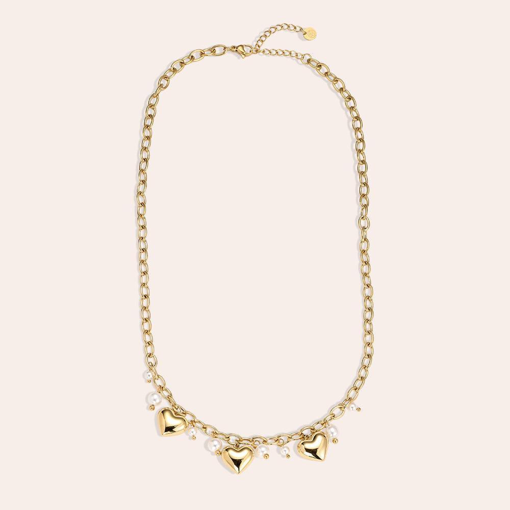 "Alealunaeva" Hearts With Pearl Edelstahl Halskette-Goldharmonie