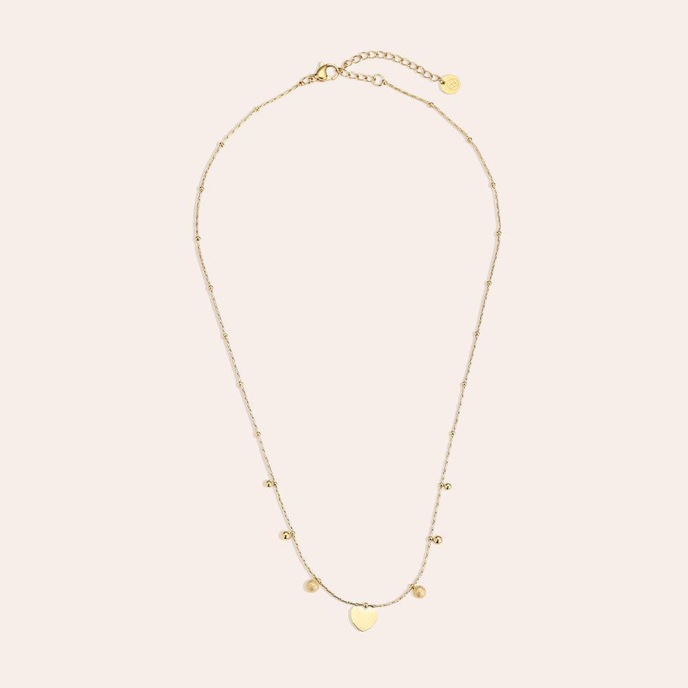 "Alearaora" Heart And Dots Edelstahl Halskette-Goldharmonie