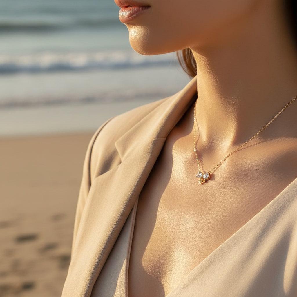"Alearaya" Vintage Bowtie With Diamond Edelstahl Halskette