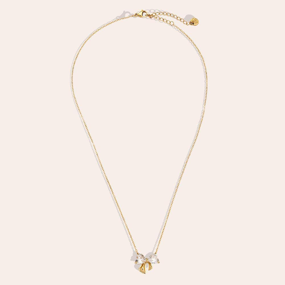 "Alearaya" Vintage Bowtie With Diamond Edelstahl Halskette-Goldharmonie