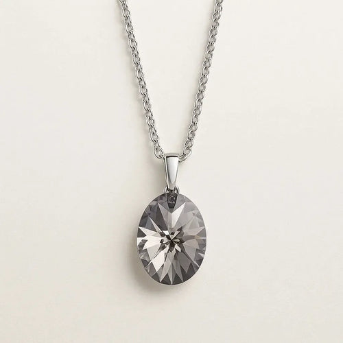 "Alenya" – Silberfarbene Halskette mit Swarovski-Anhänger (45+5 cm)