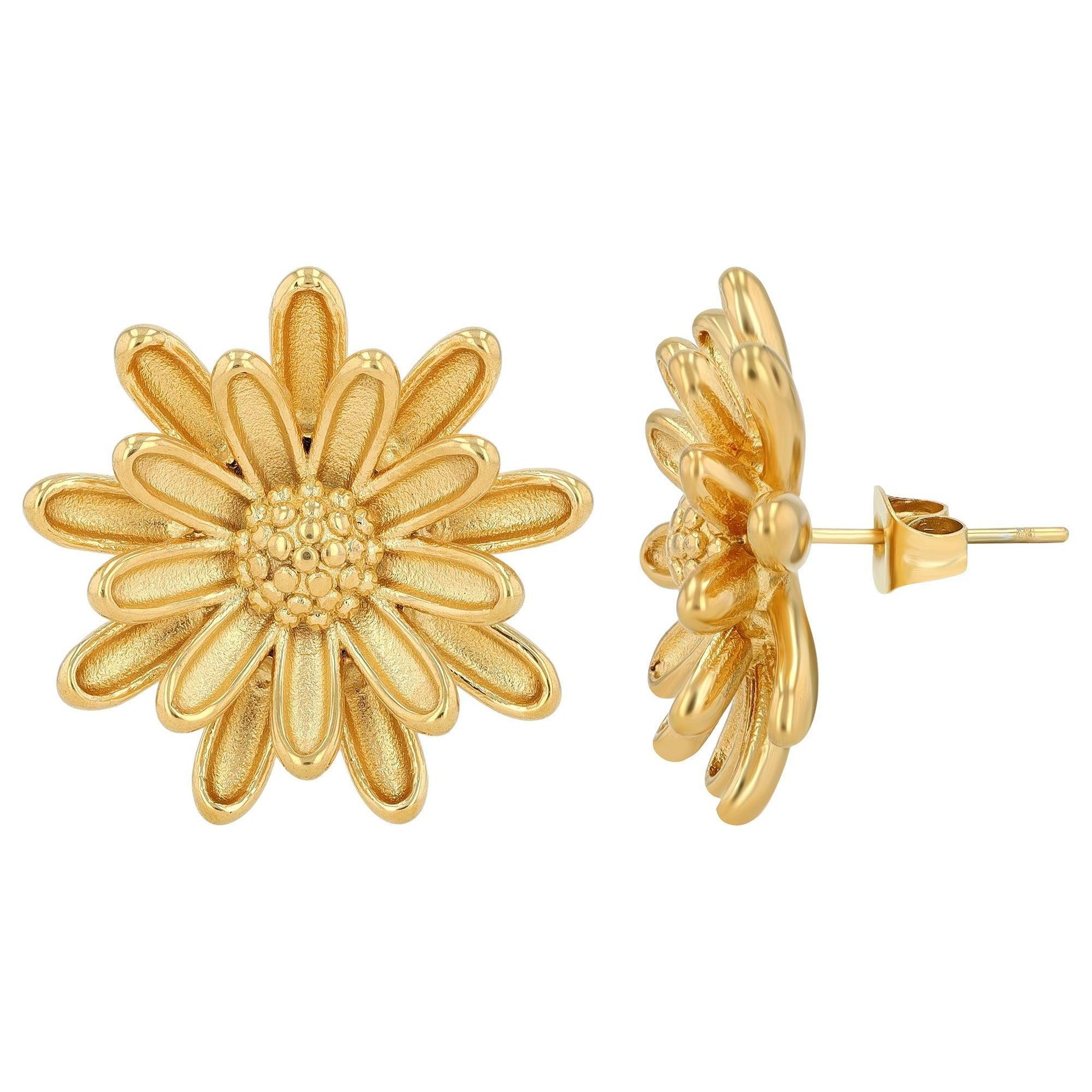 "Almira" – Goldfarbene Ohrstecker im Margeriten-Design (Vintage)