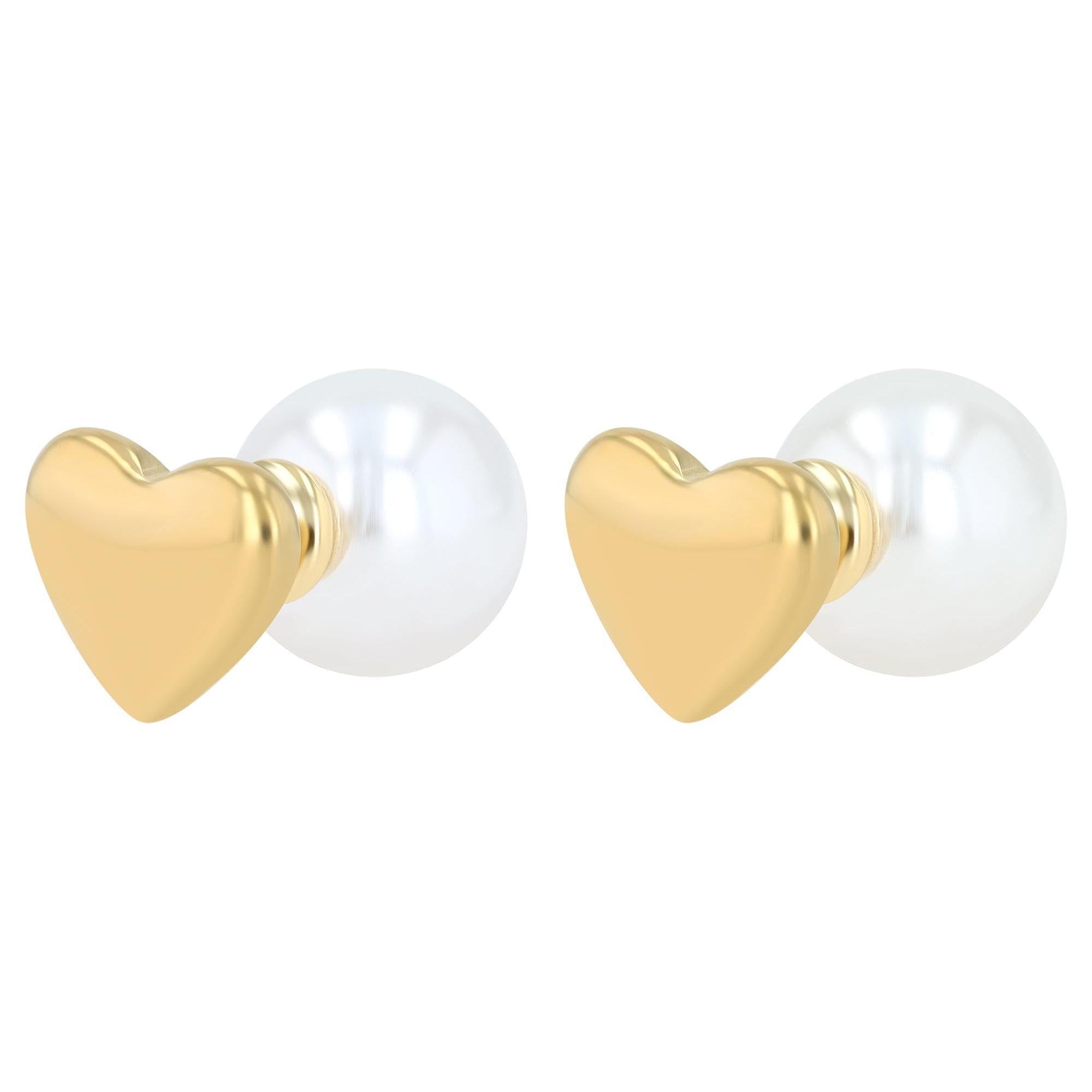 „Alurea“ – Front-Back-Ohrstecker mit Herz und Perle
