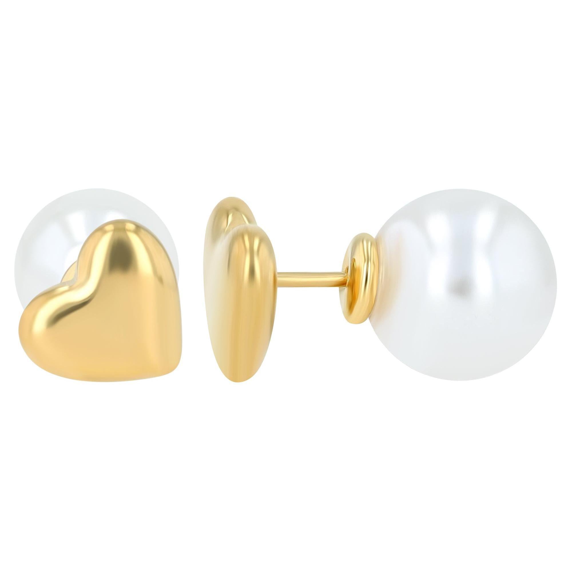 „Alurea“ – Front-Back-Ohrstecker mit Herz und Perle