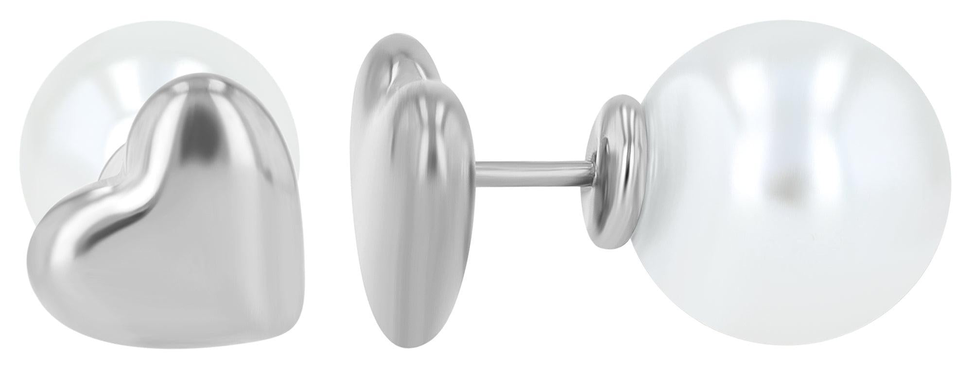 „Alurea“ – Front-Back-Ohrstecker mit Herz und Perle, gold- oder silberfarben (Kopie)