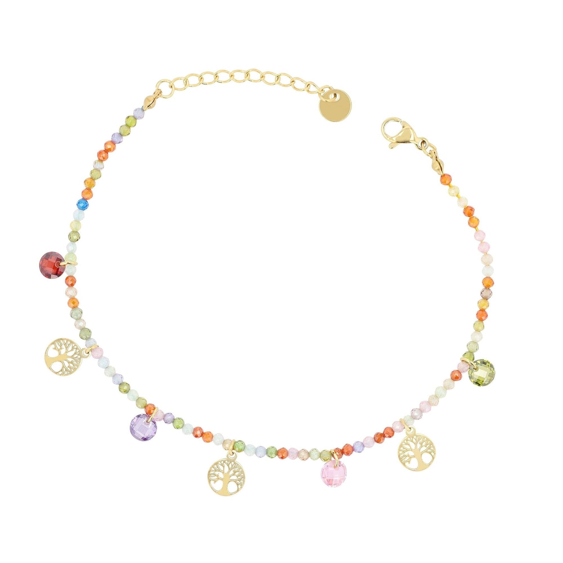 "Alviana" – Armband mit bunten Perlen und Lebensbaumanhänger