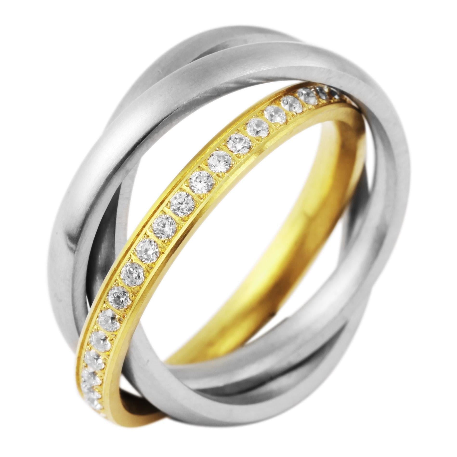 "Amariel" – Dreiteiliger Ring in Bicolor-Optik