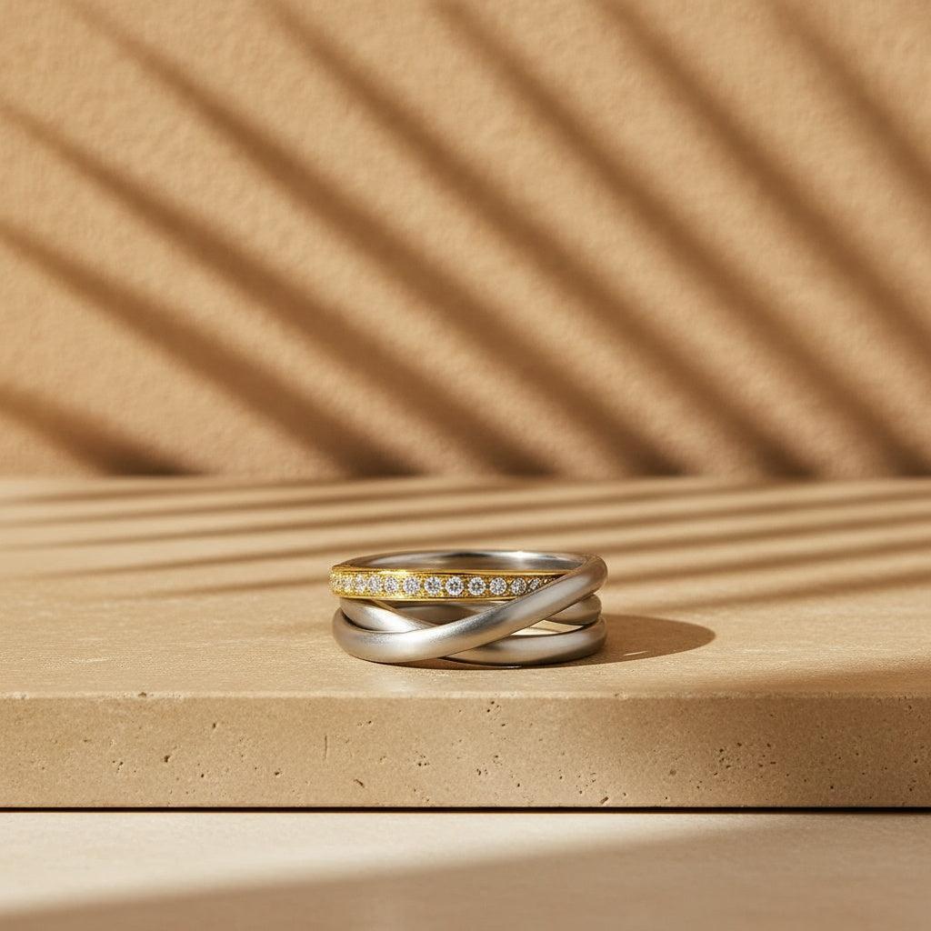 Amariel - Dreiteiliger Ring in Bicolor-Optik