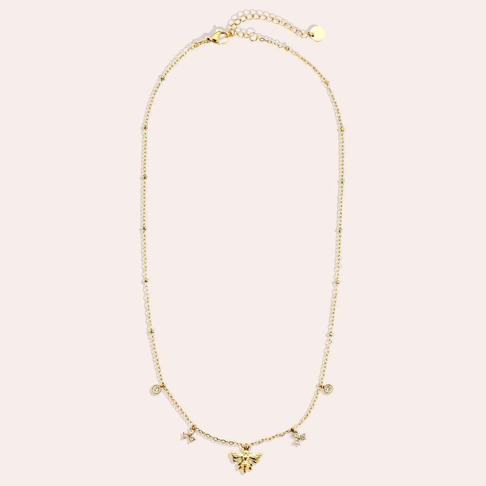 "Amiaelisine" Bee And Diamond Edelstahl Halskette-Goldharmonie