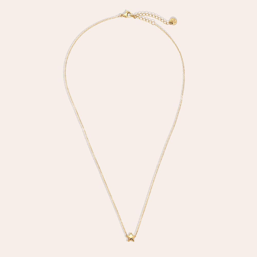 "Amiaelleaina" Simple Star In Thin Chain 2.0 Edelstahl Halskette-Goldharmonie