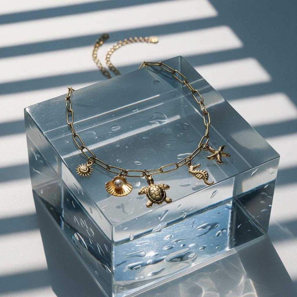 "Amiaessae" Ocean Love Pearl Edelstahl Halskette