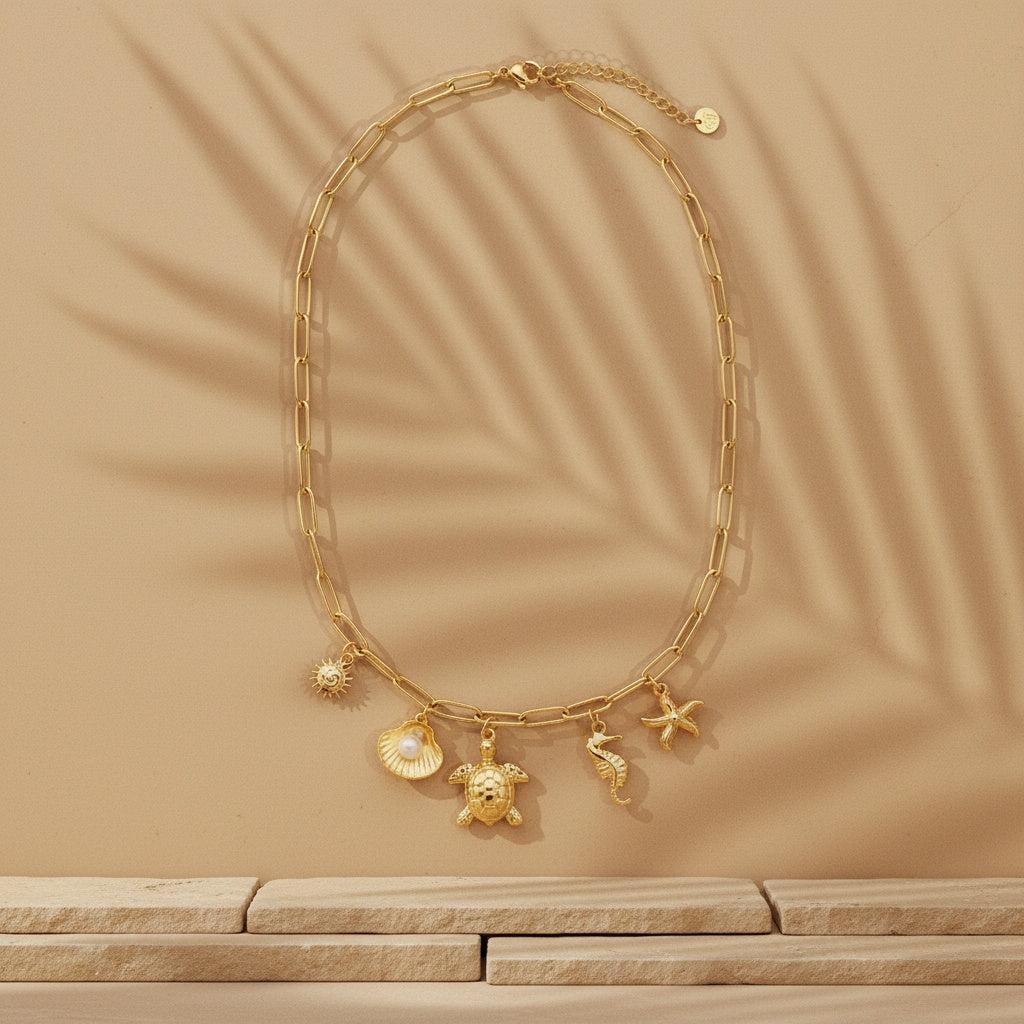 "Amiaessae" Ocean Love Pearl Edelstahl Halskette