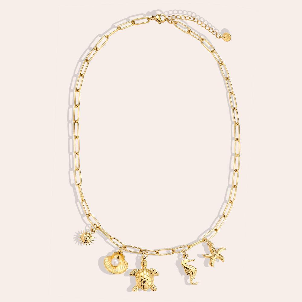 "Amiaessae" Ocean Love Pearl Edelstahl Halskette-Goldharmonie