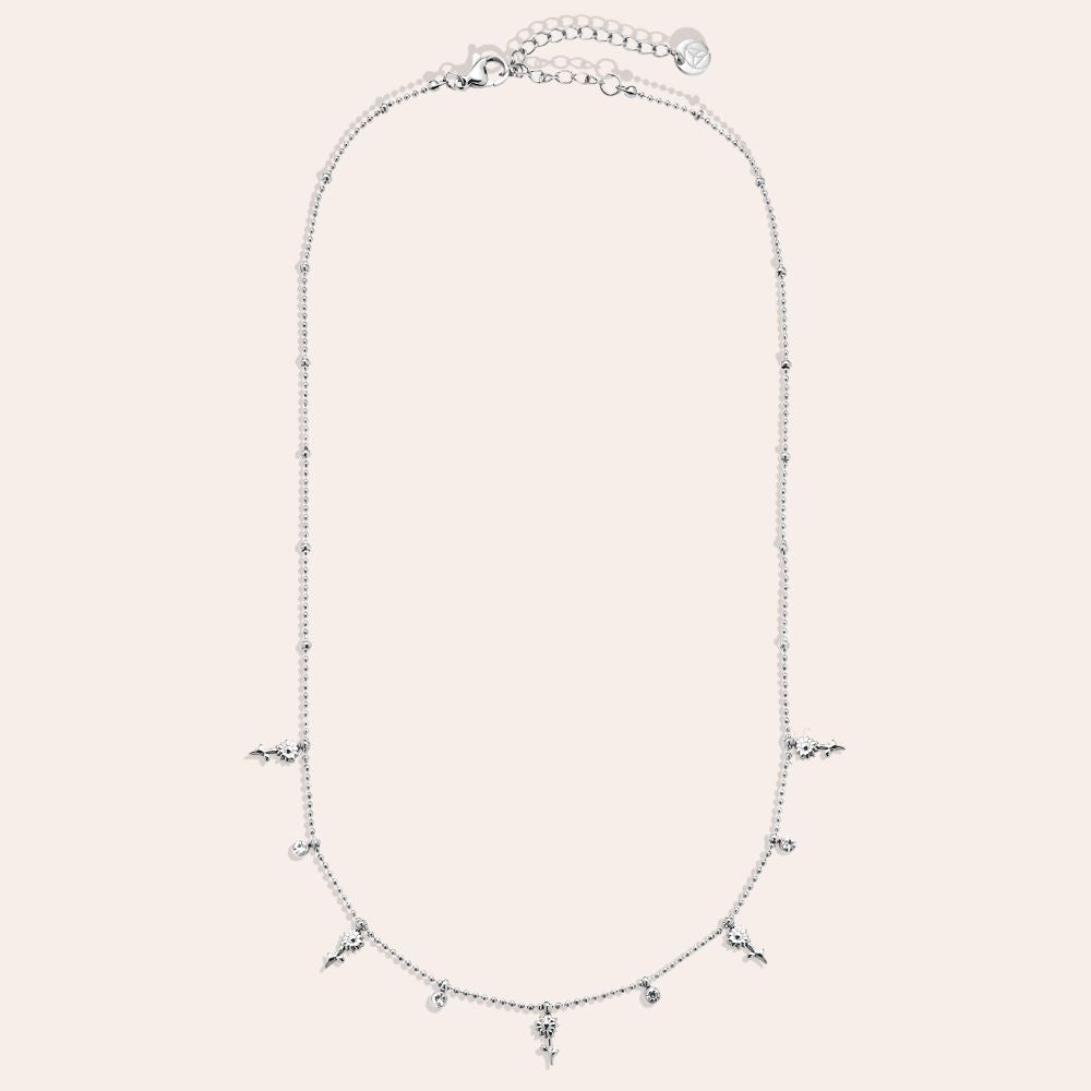 "Amialeie" Mini Flower And Diamond Edelstahl Halskette