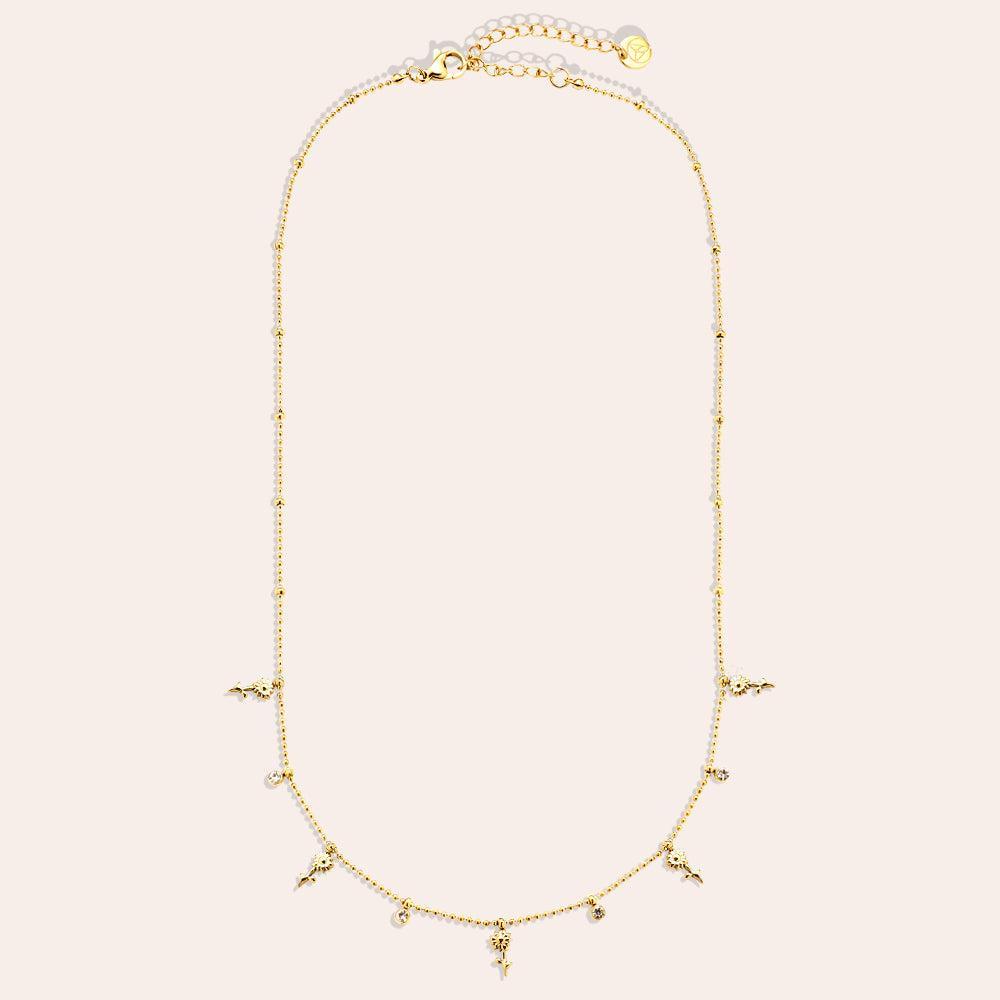 "Amialeie" Mini Flower And Diamond Edelstahl Halskette-Goldharmonie