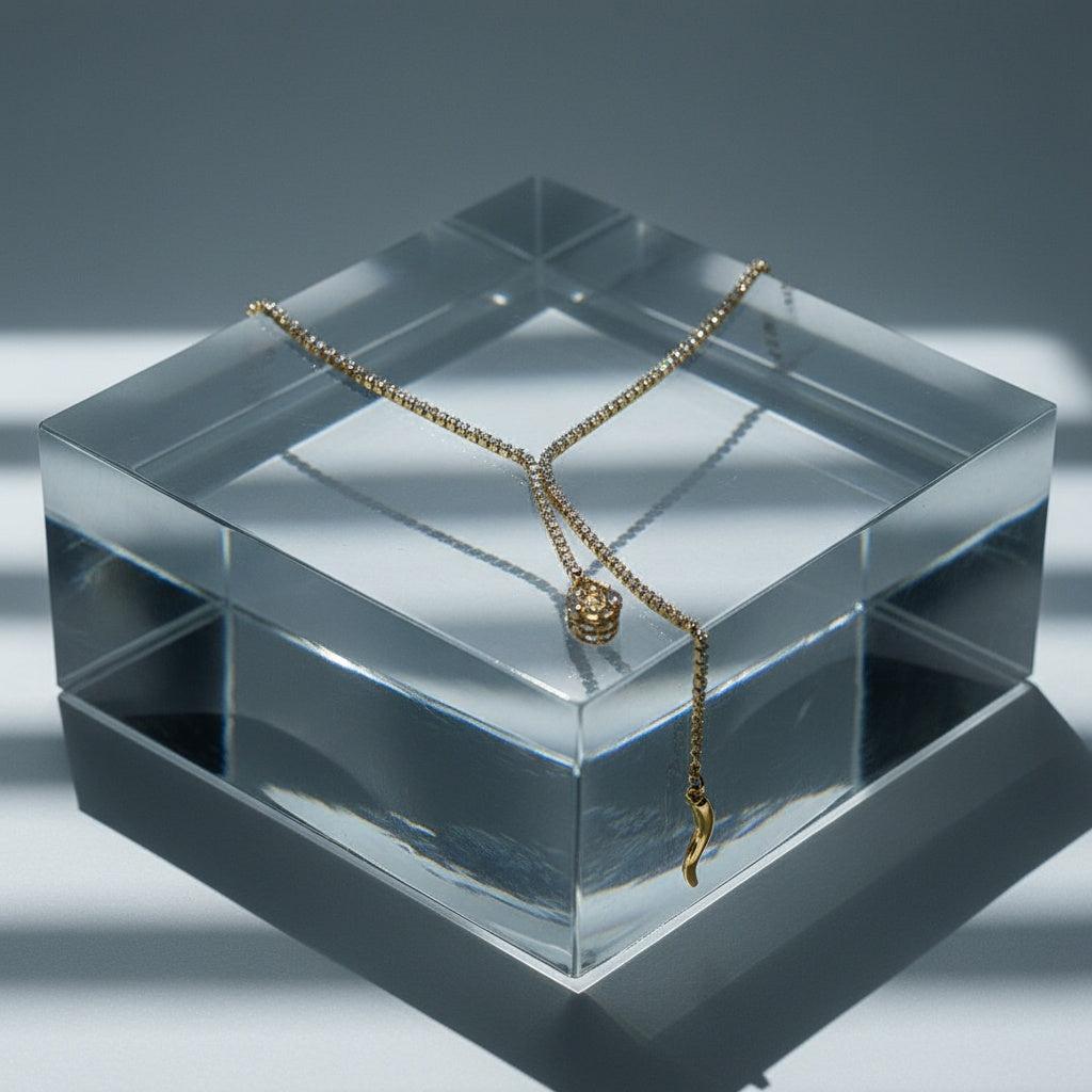 "Amiannaya" Snake In Diamond Chain Edelstahl Halskette