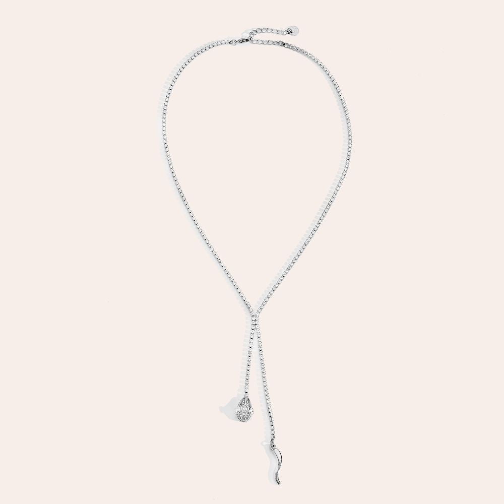 "Amiannaya" Snake In Diamond Chain Edelstahl Halskette