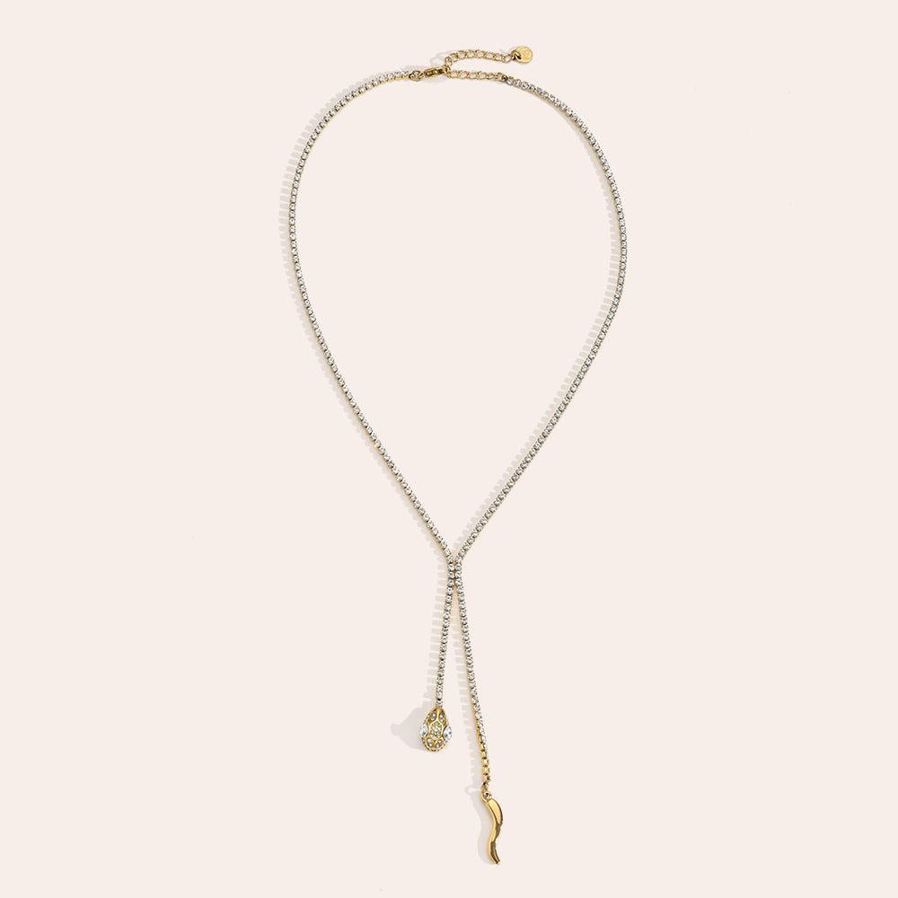 "Amiannaya" Snake In Diamond Chain Edelstahl Halskette-Goldharmonie