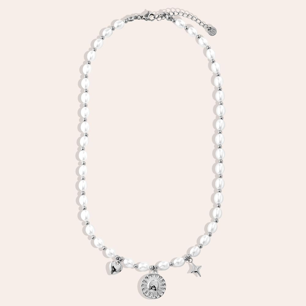 "Amiaorae" Pearl Chain With Charms Edelstahl Halskette