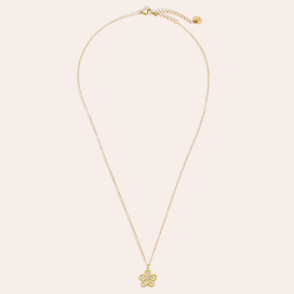 "Ariavele" Sweet Diamond Flower Edelstahl Halskette-Goldharmonie